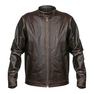CAMPERA ASHER MARRON CUERO ABRIGO HOMBRE URBANO