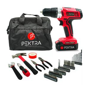Taladro Inalámbrico Pektra 18v con Bolso + 70 Accesorios