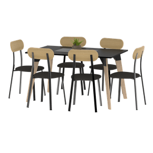 MESA DE 140 Y 6 SILLAS DE CAÑO CON ESTILO NORDICO