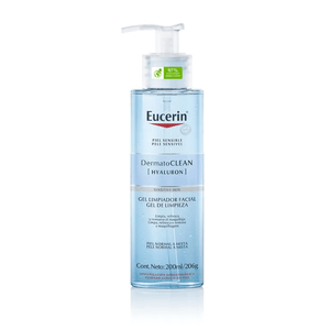 Gel de limpieza facial Eucerin DermatoCLEAN con Ácido Hialurónico Piel Sensible x 200 ml