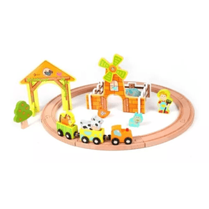 Pista De Tren Set De Granja En Madera Classic World