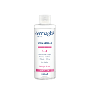 Dermaglós Facial Agua Micelar 6 En 1 Desmaquilla Limpia Hidrata 200ml