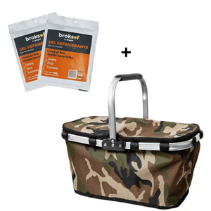CANASTA TERMICA CONSERVA LUNCHERA PICNIC CAMUFLADA + 2 GEL