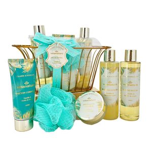 Bath Gift Set Golden Spa Basket Vainilla & Aceite de Argán