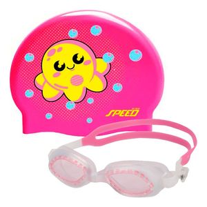 Kit Natacion Antiparras Ninos Origami Gorra Estampada Speed