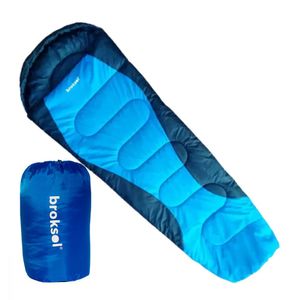 Broksol Bolsa De Dormir Olivo 250 Con Capucha Azul Combinado