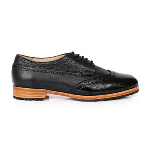 ABOTINADO CAÑADA NEGRO ZAPATO CUERO MUJER ELEGANTE