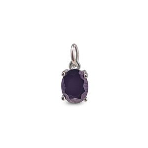 Dije Carmín Cristal de Plata 925 Con Piedra Negra