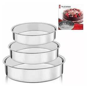 Moldes Torta Acero Inoxidable Set X3 diferentes tamaños