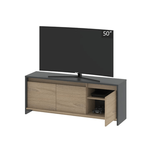 Mueble De Tv Dielfe 3 Puertas + Estantes Internos 130cm Grigio Roble 50 RPN130