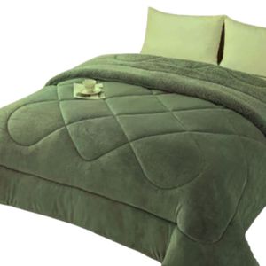 Edredon Flannel Liso con Corderito Premium