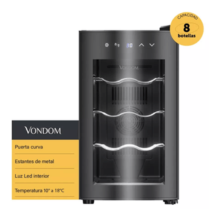 Cava de vinos para 8 botellas Vondom - Puerta Curva Luz Led