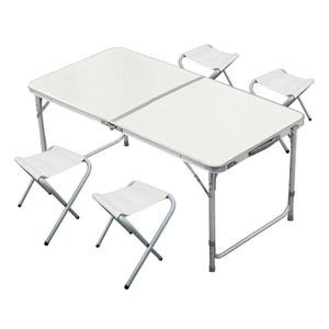 Mesa Plegable Aluminio Camping 4 Sillas Valija Negro