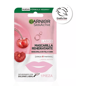 Garnier Skin Active Mascarilla De Tela Para Labios Cereza 1u