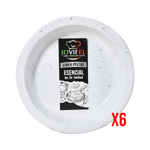 PLATO HONDO X6 ENLOZADO BLANCO 23,5 JOVIFEL