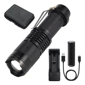 Linterna Led Táctica Con Zoom Batería Cargador Estuche Cable Usb