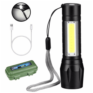 Linterna Led De Mano Táctica Con Zoom Cable Usb y Estuche