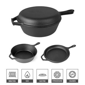 Olla/wok+ Sarten Hierro Fundido C/mango Doble 26cm dutch oven