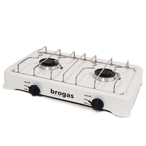 Anafe 2 Hornallas Gas Envasado Loza Blanca Brogas Aprobado