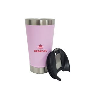 Vaso Termico Cervecero 480 Ml Con Destapador Rosa Broksol