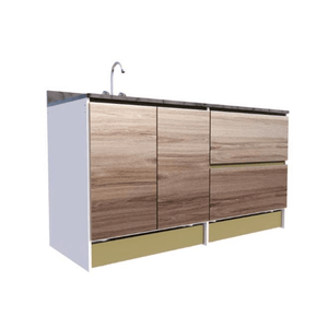 MUEBLE BAJO MESADA EMC KENIA 4 CAJONES 1 PUERTA 160CM SAFARI Y BÁLTICO (BMKENIA160)