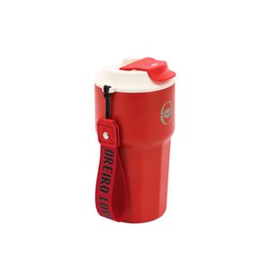 Vaso Termico Doble Capa Acero Inoxidable 500 ML Correa Desmontable Oreiro Love 18389 Rojo