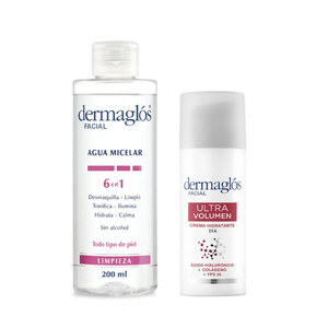 Dermaglos Set Dia Agua Micelar 6 en 1 + Ultra Volumen 50g