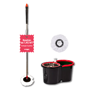 Mopa con Balde Centrifuga Lampazo Trapeador Giratorio 360 Waggs