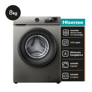 Lavarropa Inverter Carga Frontal Gris 8Kg Hisense WFQP8014T