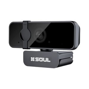 Camara Web Usb Soul Full Hd Con Soporte En Color Negro 1280 X 720 Microfono Skype Zoom