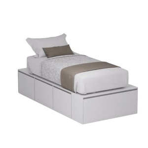 CAMA EMC CUBO PREMIUM 1 PLAZA C 3 CAJONES Y 1 ZAPATERO BLANCO (CAMAPRO1-B)