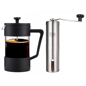 Set Barista Molinillo Cafe Manual + Cafetera Prensa Francesa Manual