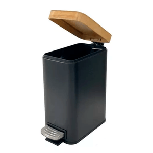 Cesto De Basura Rectangular Acero T/Bamboo 5Lts Hogar Actual