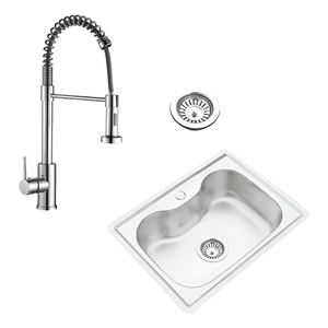 Griferia Cocina Monocomando Flex Combo Bacha + Sopapa Vont