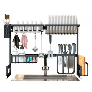 Escurre Seca platos Bacha Organizador Negro 65cm Acero Inox.