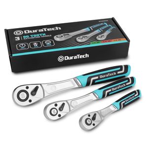 Set Llaves Crique 1/4" + 3/8" + 1/2" 90 Dientes Duratech
