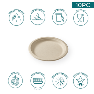 Set x 10 Plato Postre 18cm Descartable Biodegradable Reciclable Ecológico Aston