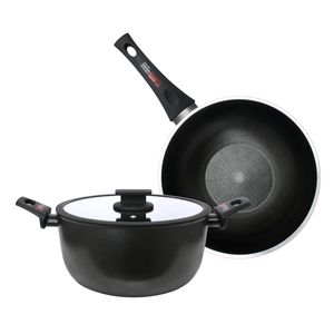 Bateria Coccion Olla Wok Antiadherente ITALIA Induccion 3,5 mm Fortezza