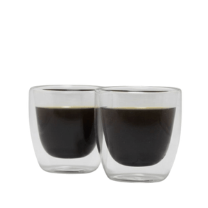 Set x 2 Tazas Café Pocillos Vasos Vidrio Termicos Doble 80ml