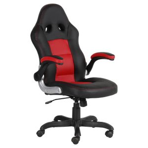 Silla de escritorio gamer regulable negra y roja Just Home Collection