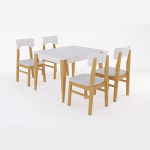 Mesa de Comedor 1,2mts + 4 Sillas Escandinava Inmacol Blanco