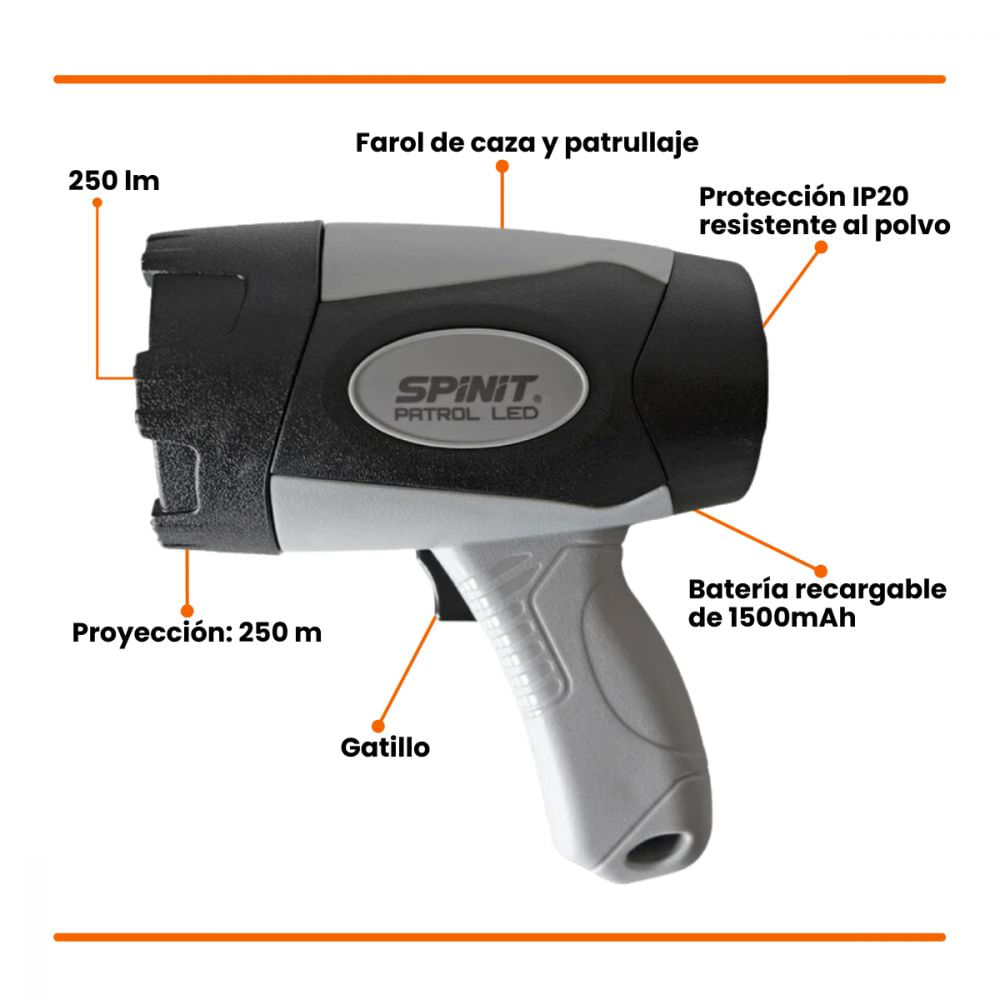 Spinit Reflector Patrol Led 12v recargable - Provincia Compras