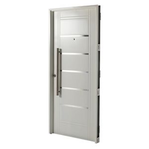 Puerta BLANCA  2410 DERECHA - Puerta De Chapa Inyectada Doble 80x2 Apliques Y Barral 75cm