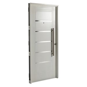 Puerta BLANCA 2410 IZQUIERDA - Puerta De Chapa Inyectada Doble 80x2 Apliques Y Barral 75cm