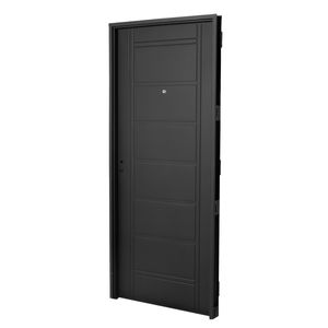 Puerta NEGRA 1010 DERECHA - Puerta Para Frente De Casa Inyectada Doble Chapa 80 X 200
