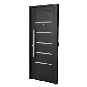 Puerta NEGRA 2410 DERECHA - Puerta De Chapa Inyectada Doble 80x2 Apliques Y Barral 75cm