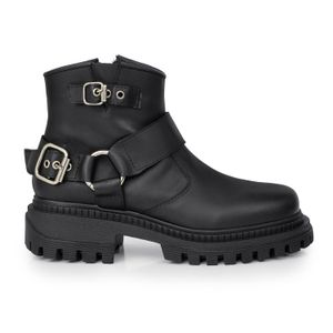 BOTA NIGHT NEGRA BOTITA CUERO MUJER BORCEGO