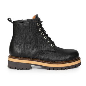 BORCEGO CAMPIA NEGRO CUERO BOTINETA ACORDONADA MUJER