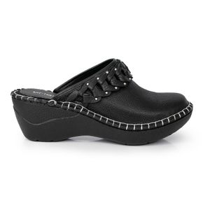 ZUECO ALMADEN NEGRO ZAPATO MUJER CUERO CHINELA