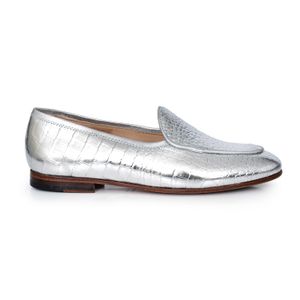 MOCASIN CRESPO PLATA ELEGANTE CUERO MUJER ZAPATO